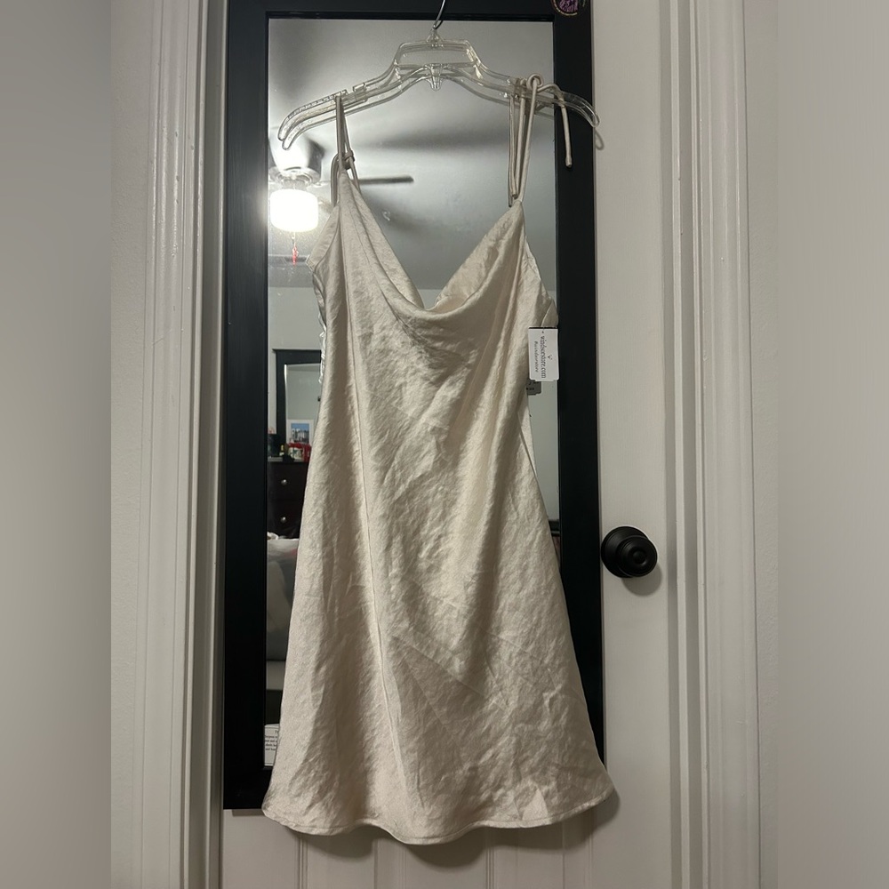 Gold/ cream silk cowlick slip dress